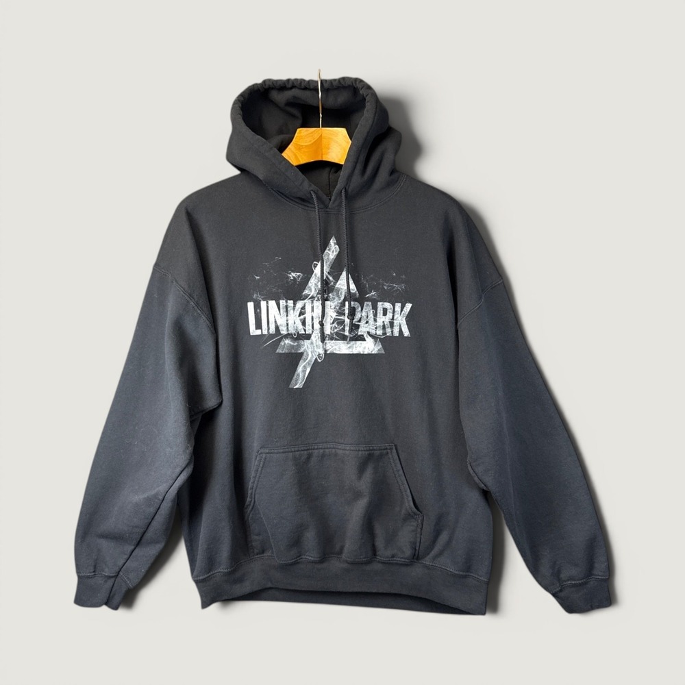 Linkin Park Hoodie Mens XL Black Graphic Logo Pullover 2021 Band Merch Faded